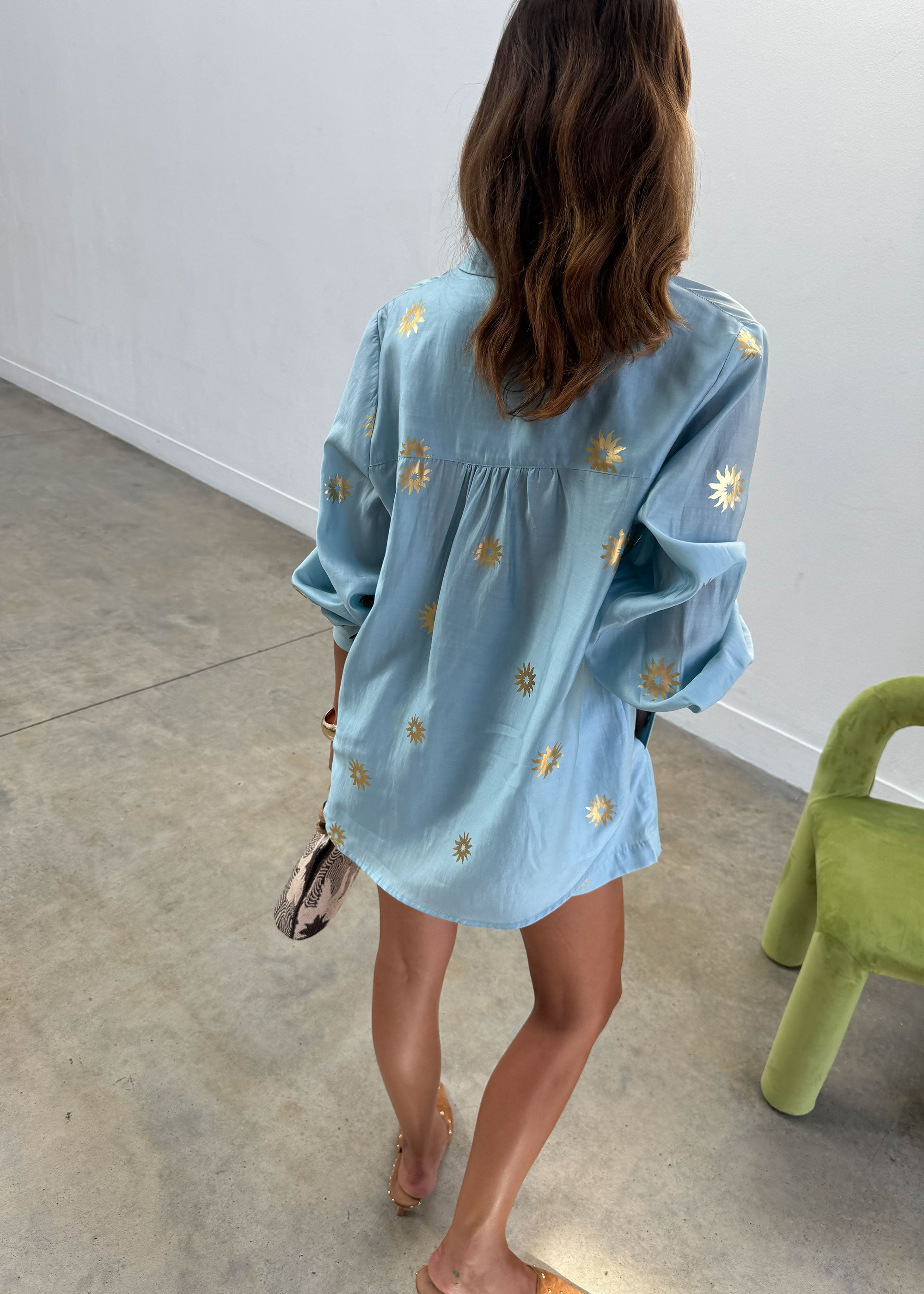 Never Fully Dressed Ice Blue Sun Miley Shirt