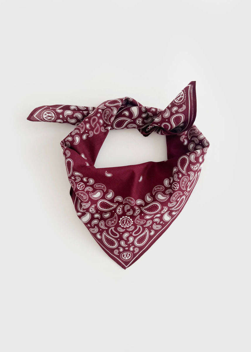 Lescarf Cotton Paisley Scarf - Wine
