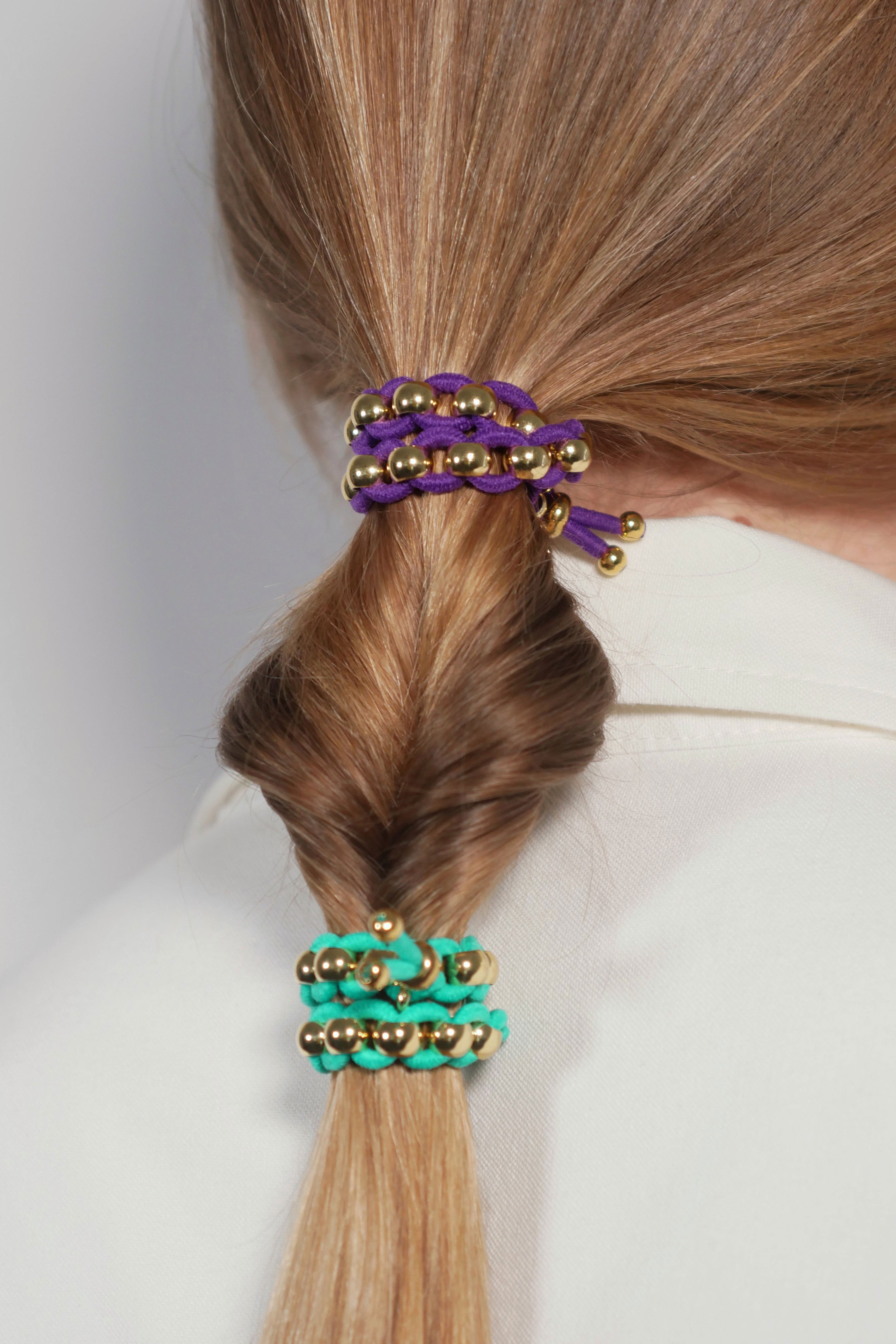 Scrunchie Is Back BICHOUS Golden Woven Hair Tie Bracelet - Brown
