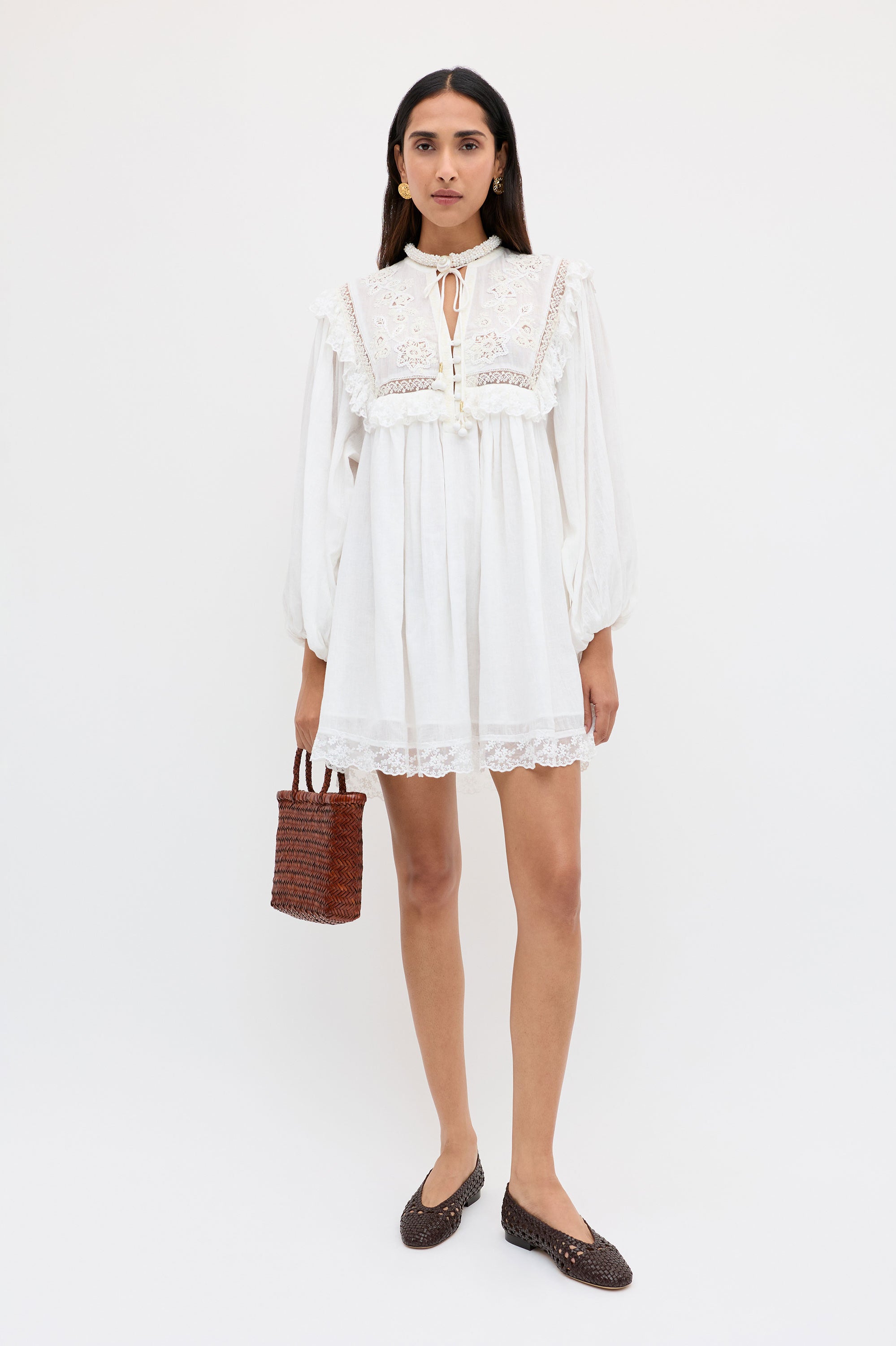 Rixo Inez Dress - Lilly Embroidery Ivory