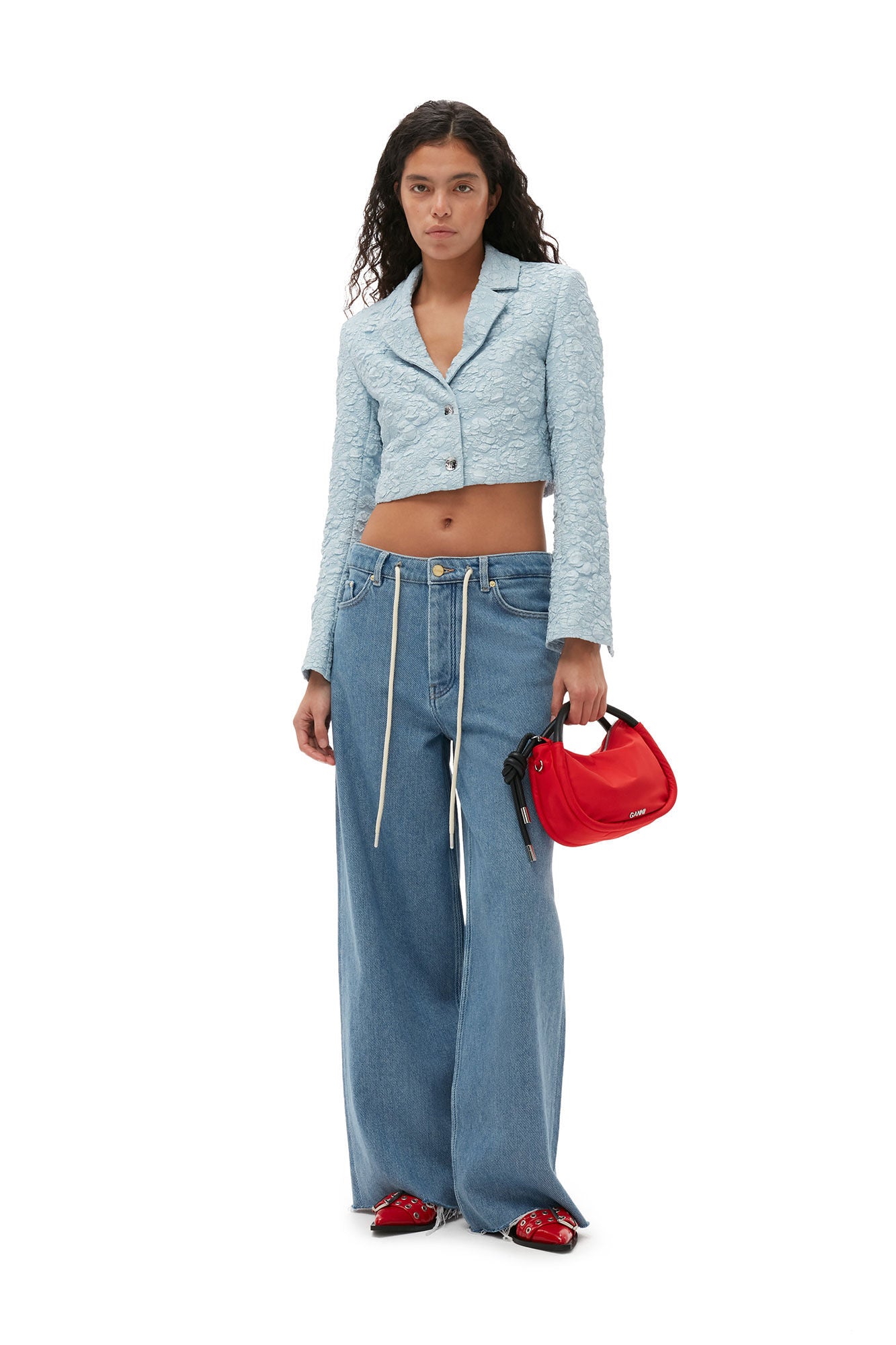 GANNI - Heavy Denim Wide Drawstring Jeans