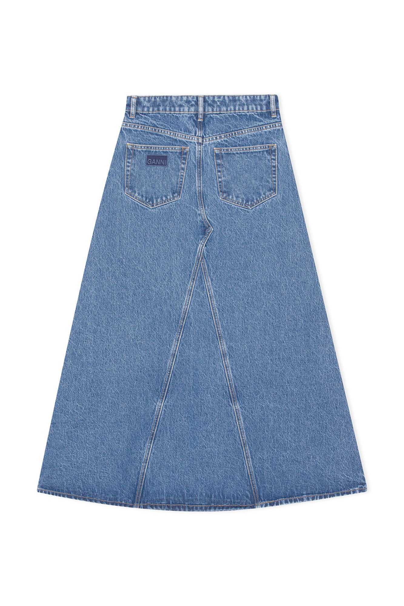 GANNI - Overdyed Cutline Denim Double Fly Maxi Skirt