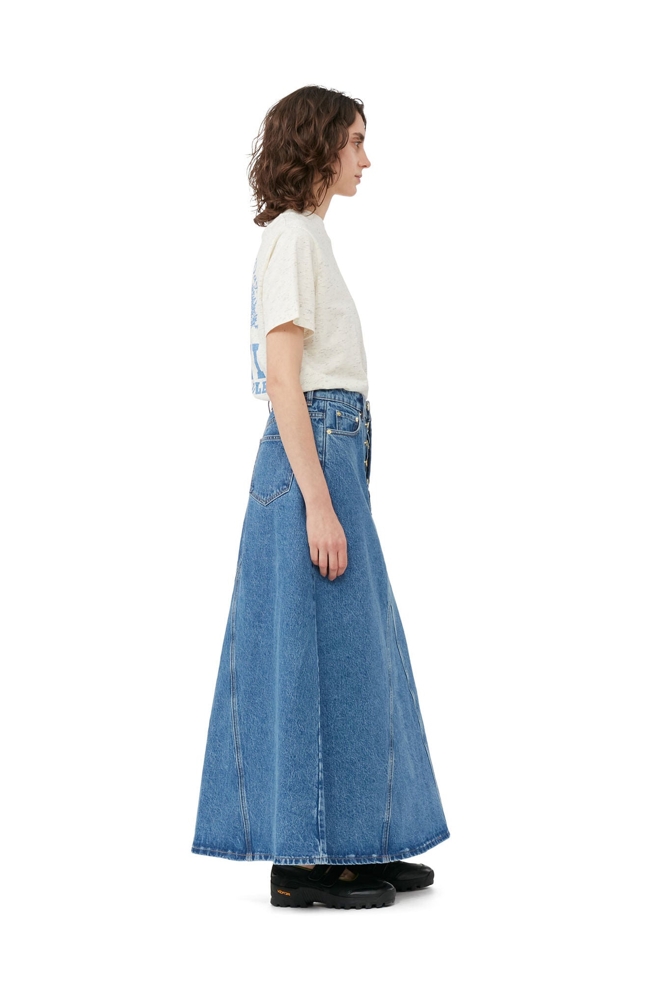 GANNI - Overdyed Cutline Denim Double Fly Maxi Skirt