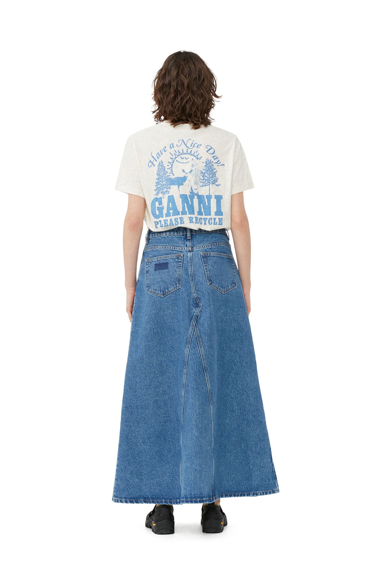 GANNI - Overdyed Cutline Denim Double Fly Maxi Skirt