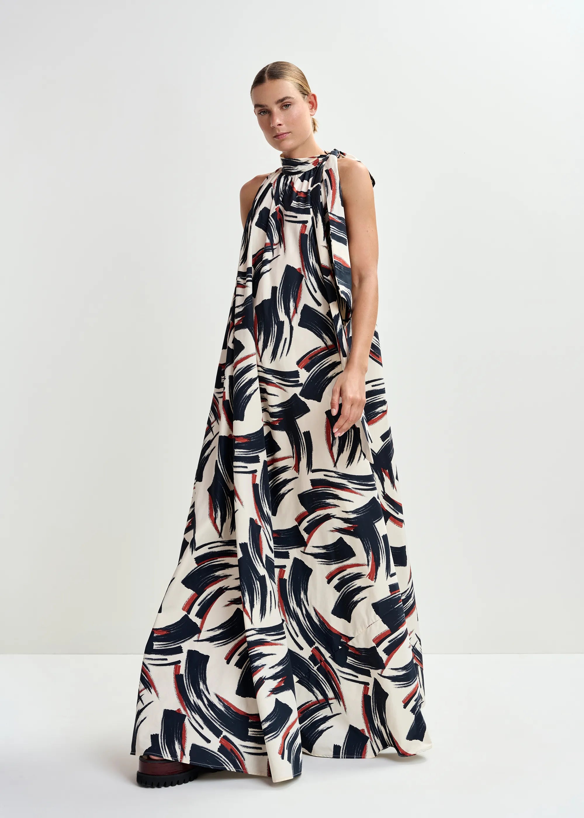 Essentiel Antwerp Jayda Maxi Dress - Black/Brown/Off-White