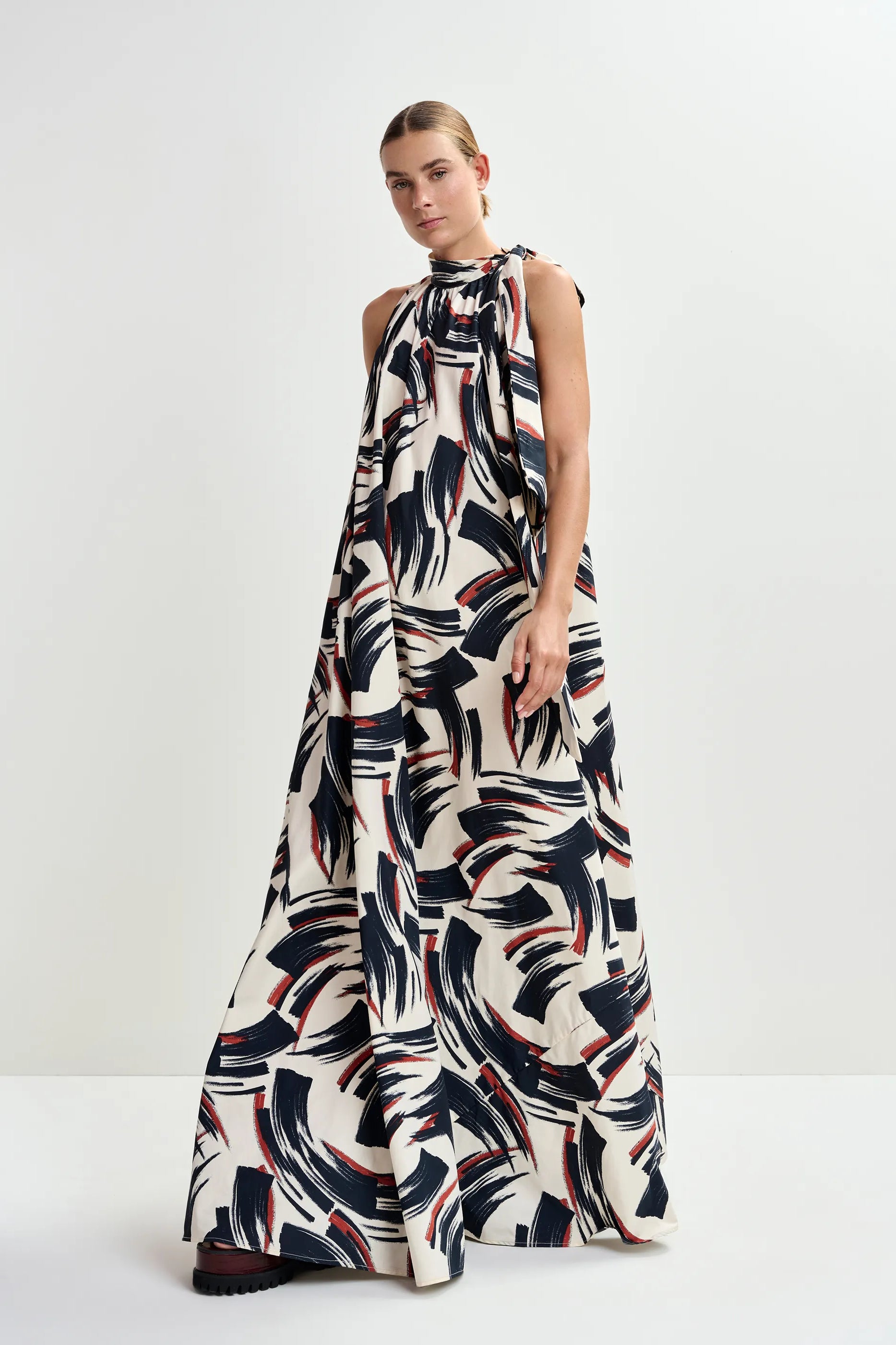 Essentiel Antwerp Jayda Maxi Dress - Black/Brown/Off-White