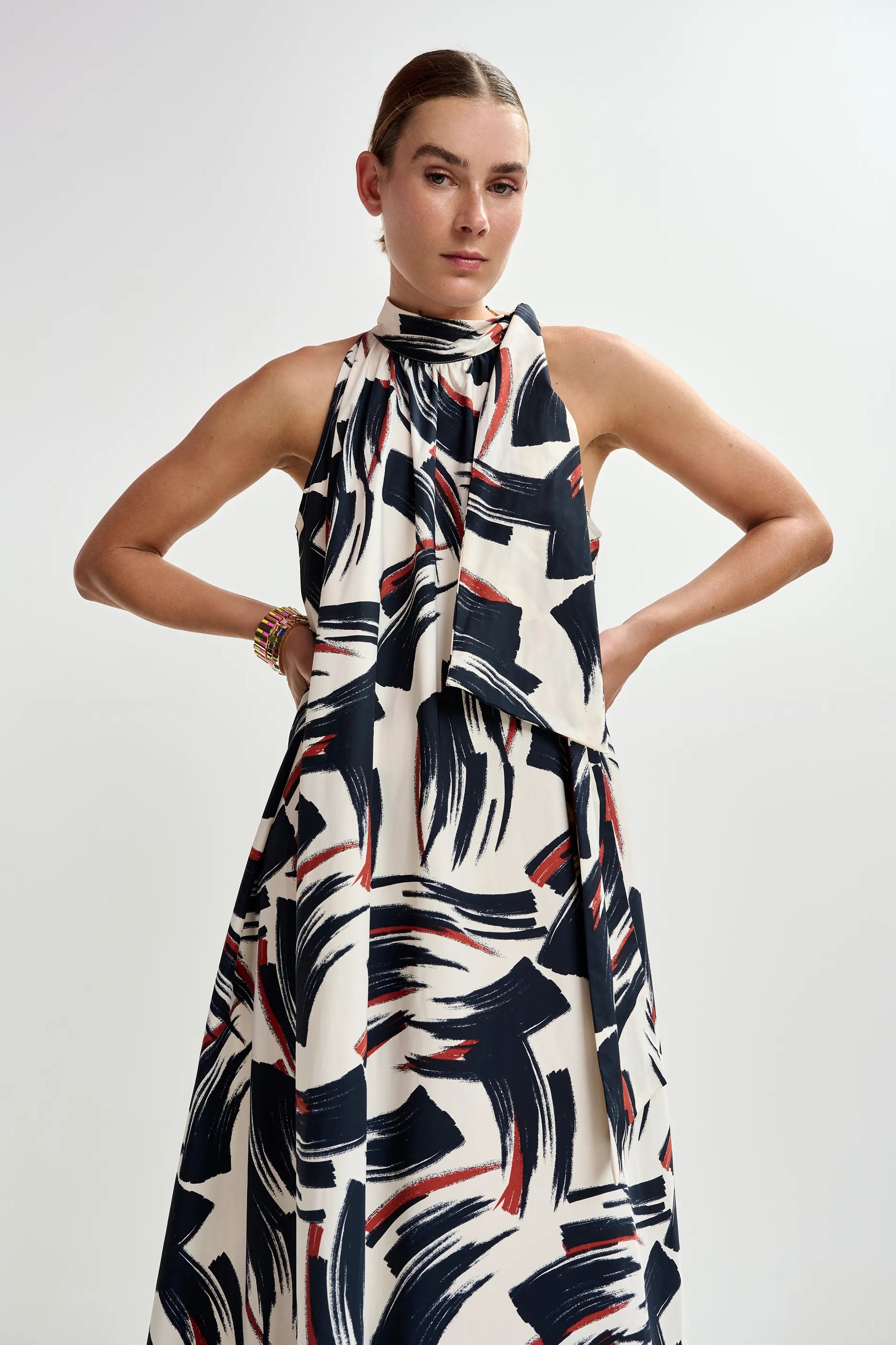 Essentiel Antwerp Jayda Maxi Dress - Black/Brown/Off-White
