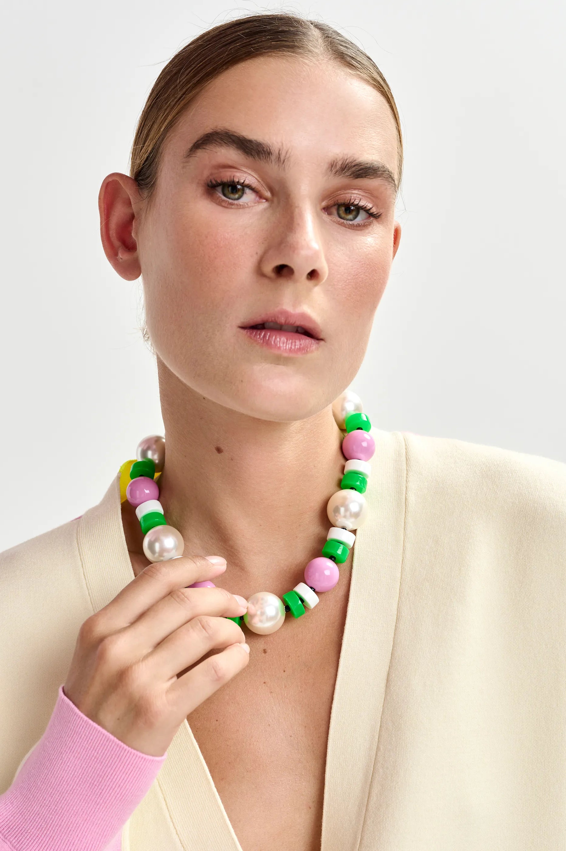 Essentiel Antwerp Jekko Bag Chain Necklace - Pink Green