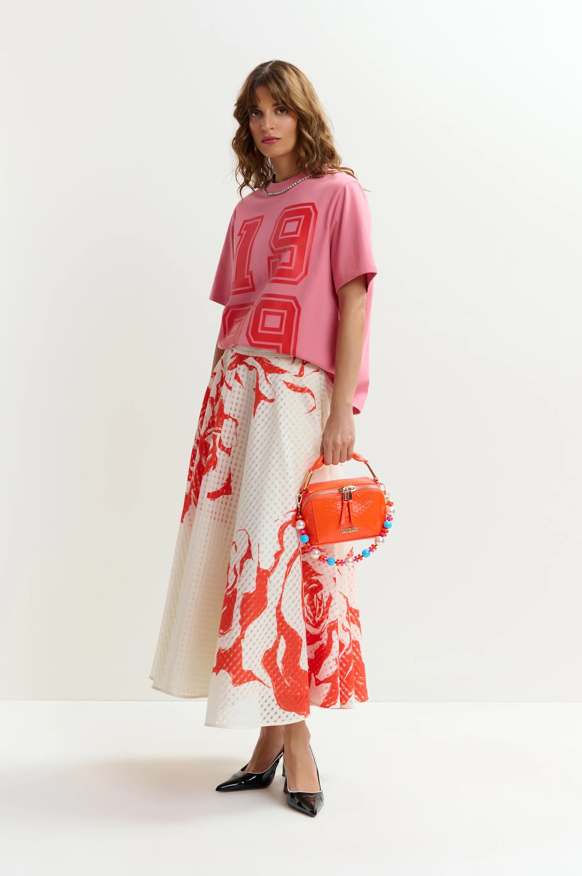 Essentiel Antwerp Jekko Bag Chain Necklace - Blue Pink