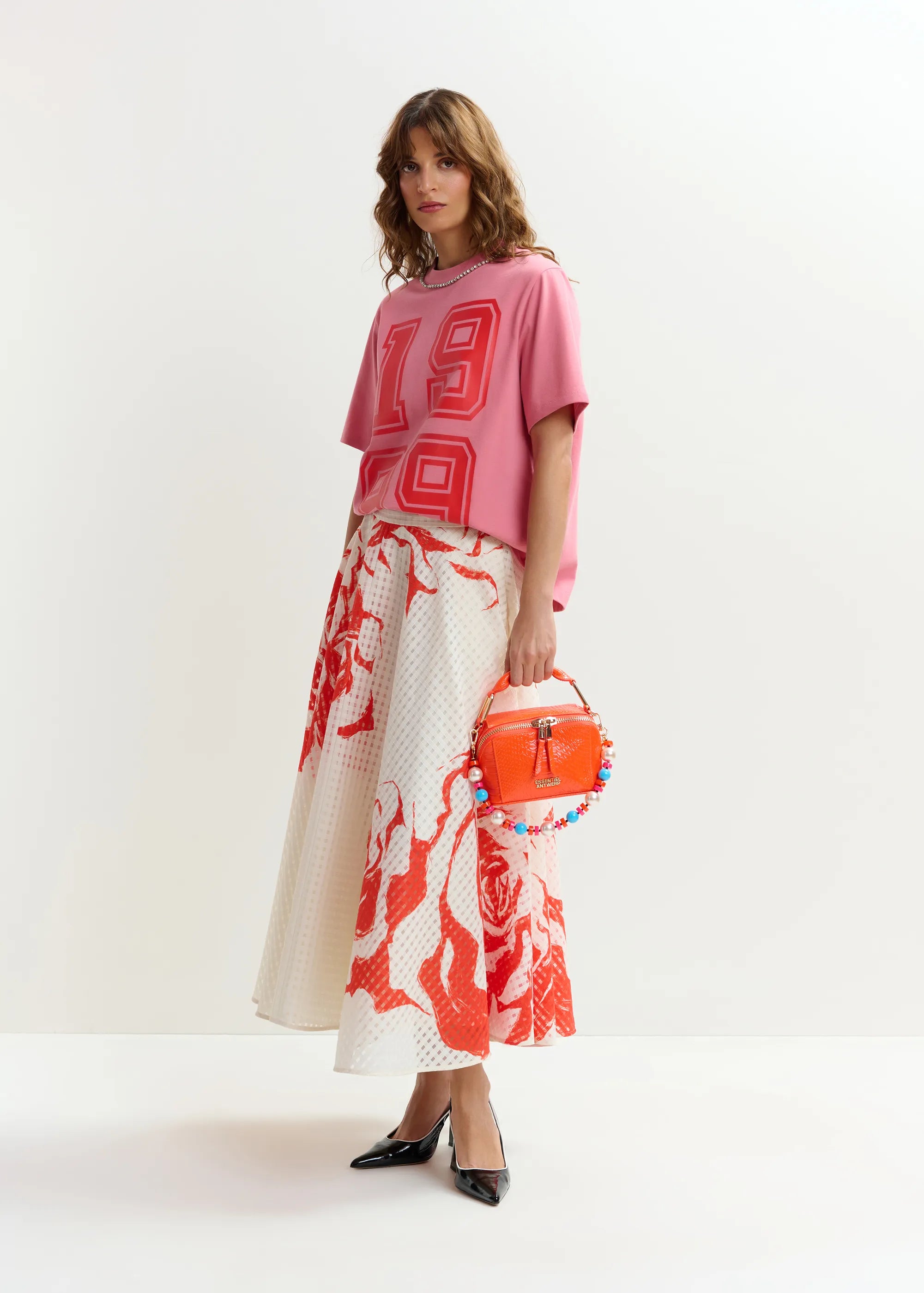 Essentiel Antwerp Jekko Bag Chain Necklace - Blue Pink