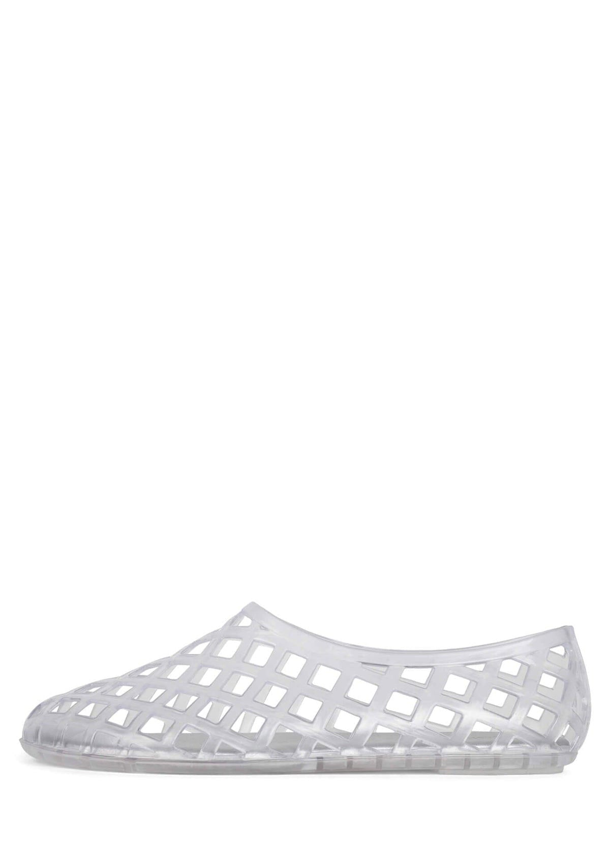 Jeffrey Campbell Jeffrey Campbell Jellz jelly shoes in clear silver, perforated lattice ballet flat