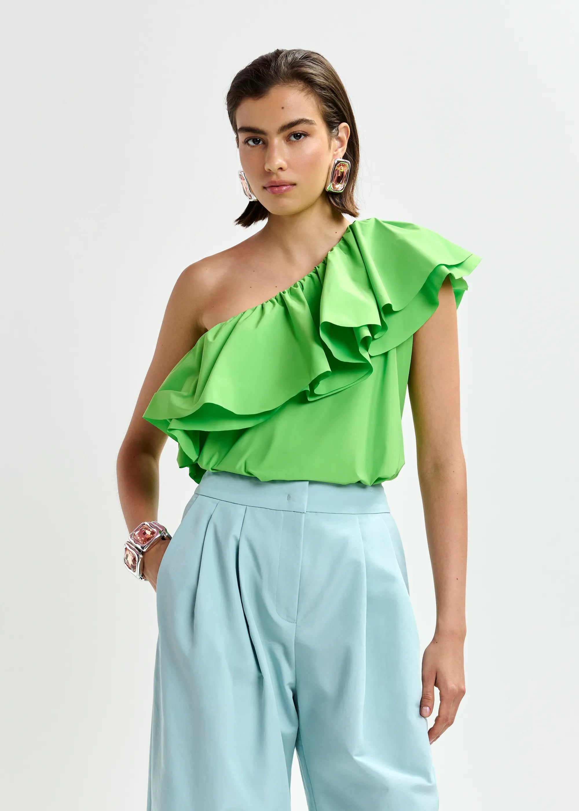 Essentiel Antwerp Jillian Ruffle Top - Green