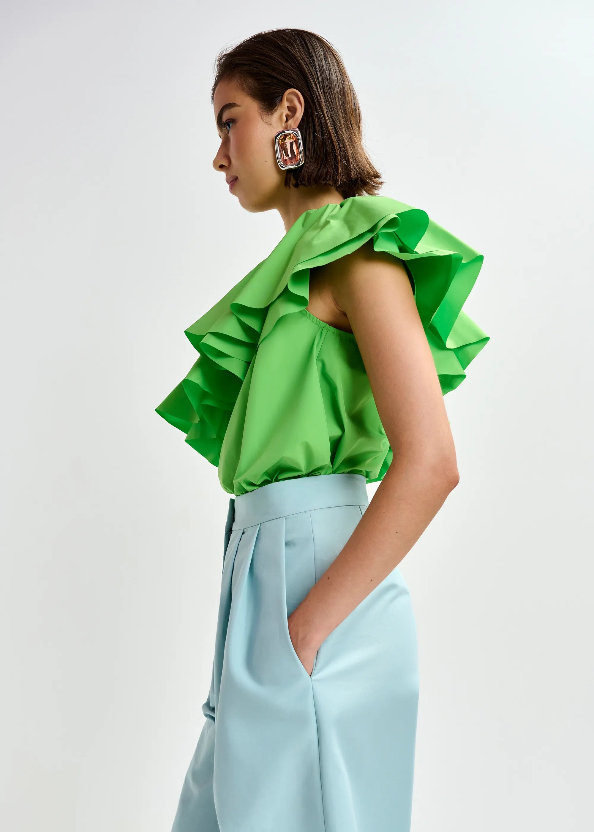 Essentiel Antwerp Jillian Ruffle Top - Green