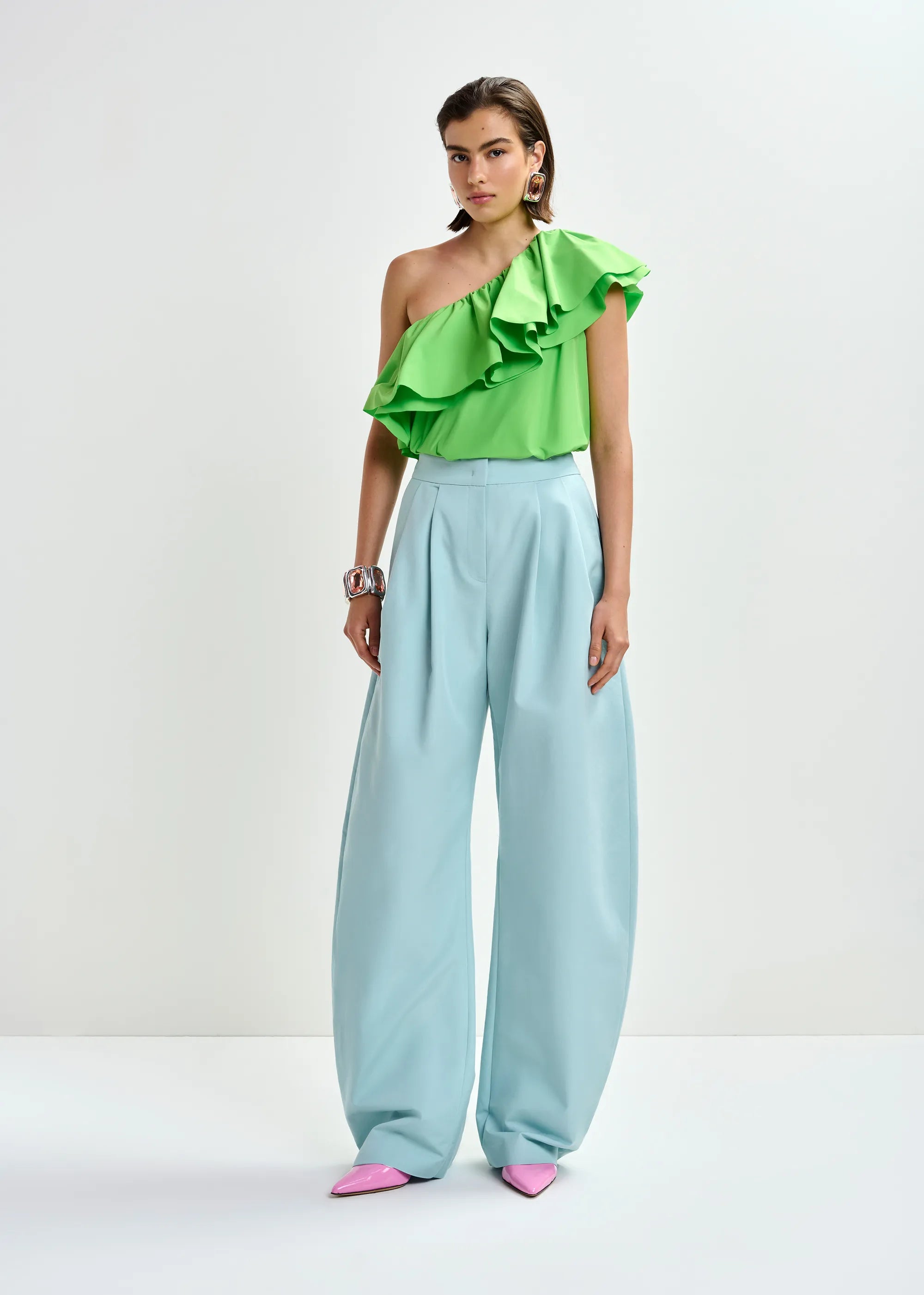Essentiel Antwerp Jillian Ruffle Top - Green
