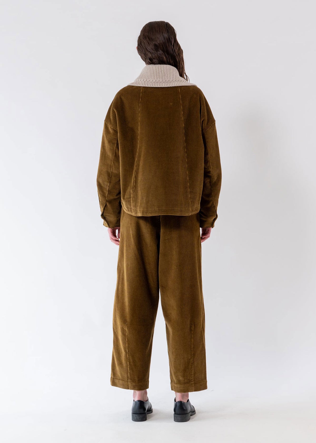 Emin and Paul Olive Structured Corduroy Trousers