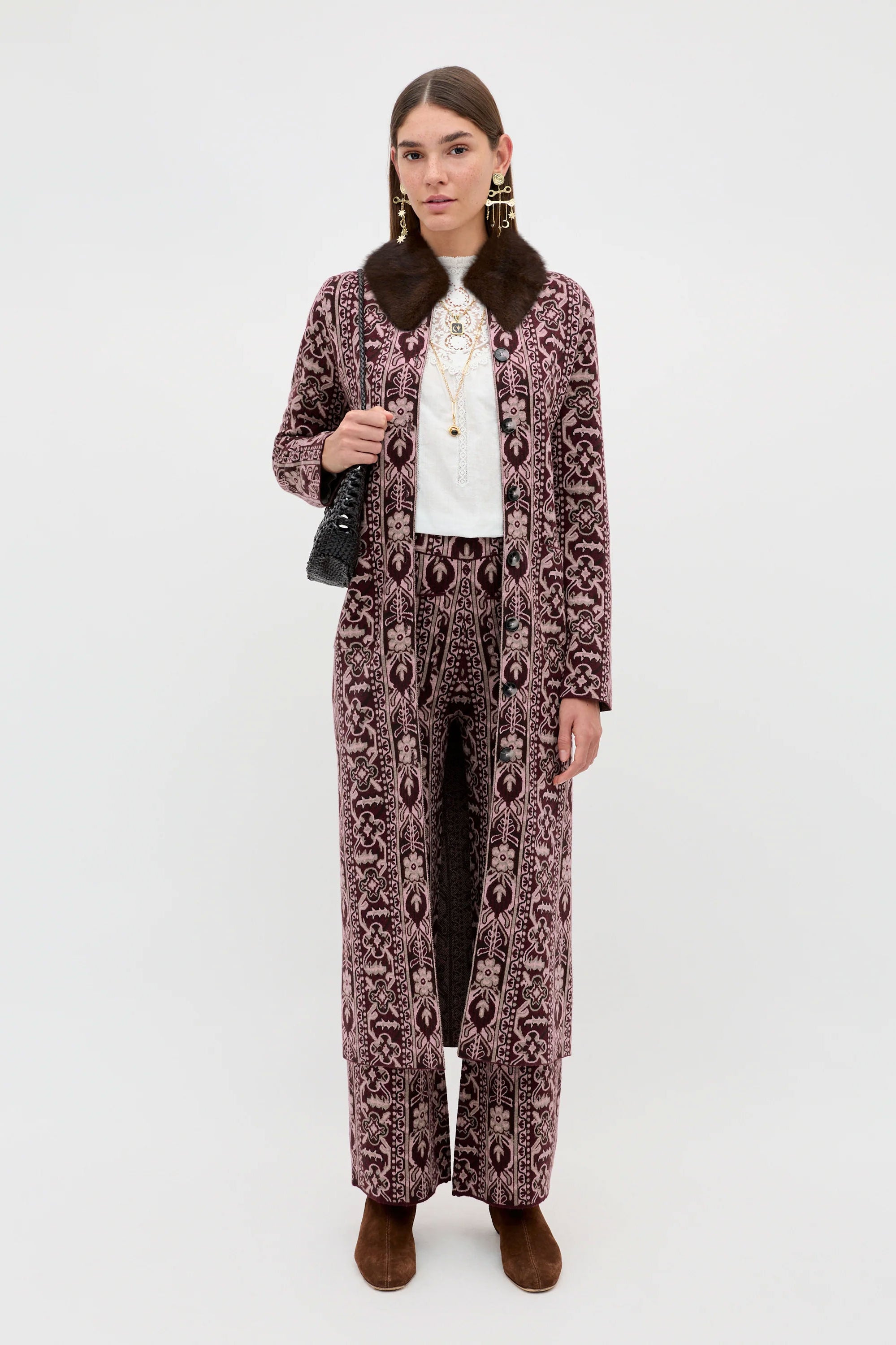Rixo Ceara Trousers - Tapestry Bloom Bordeaux