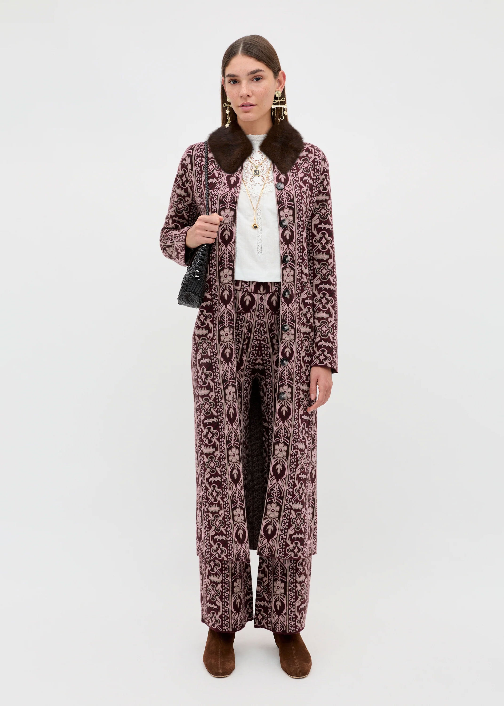 Rixo Jacoba Cardigan - Tapestry Bloom Bordeaux