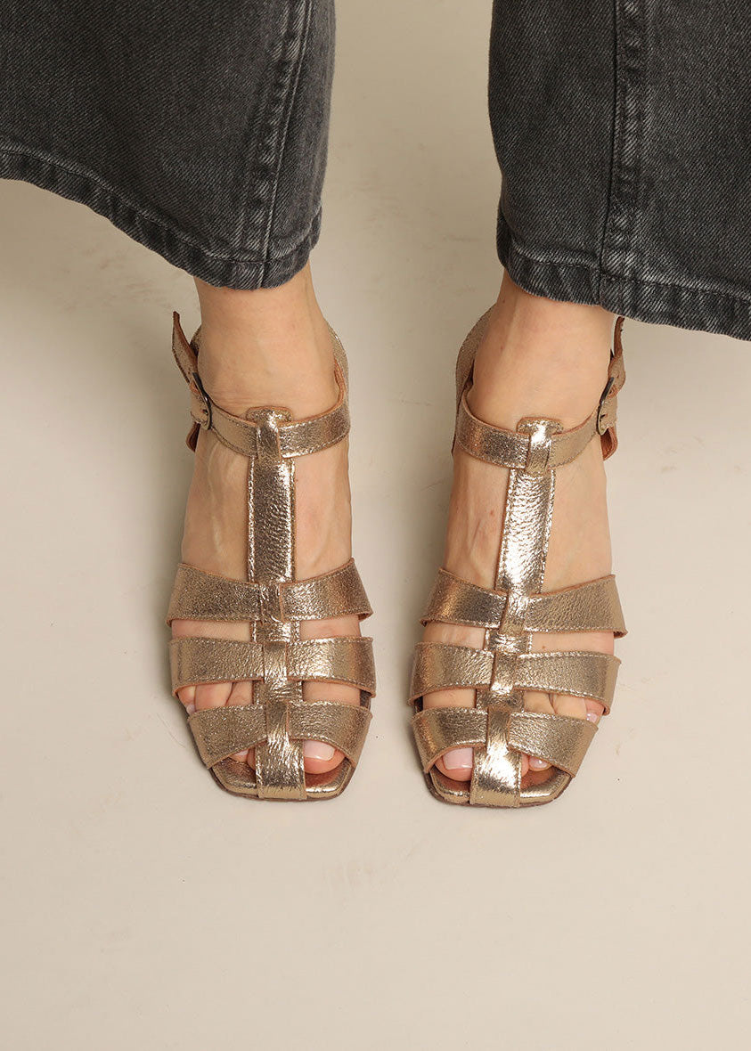 Esska Jenny Gold Dust Heeled Sandals