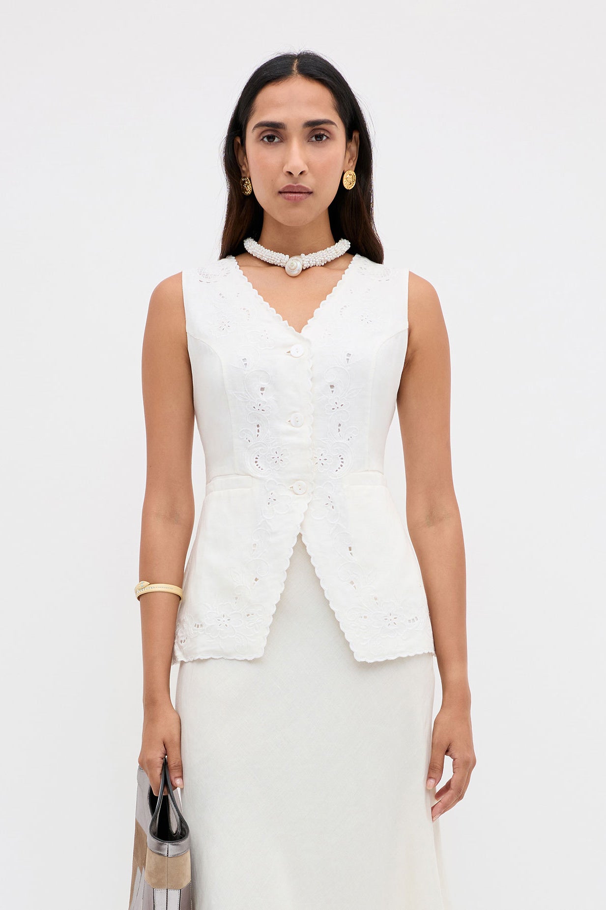 Rixo Jesse Top - Esther Cutwork Embroidery Ivory
