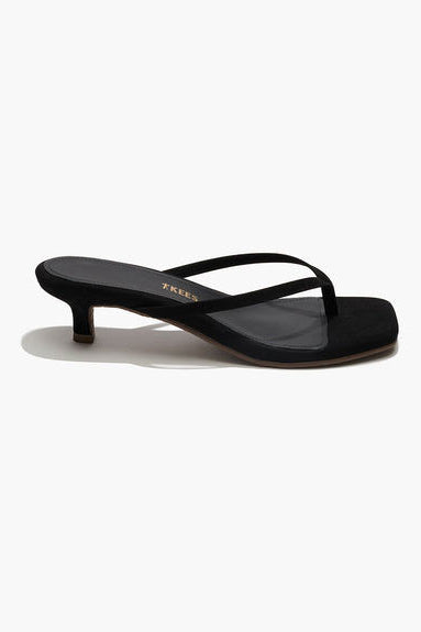 TKEES Square Toe Julia Suede Kitten Heel - Sable