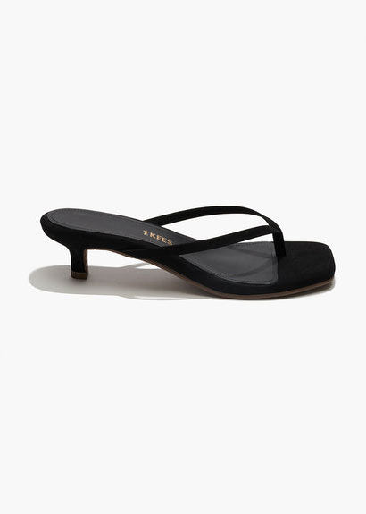 TKEES Square Toe Julia Suede Kitten Heel - Sable