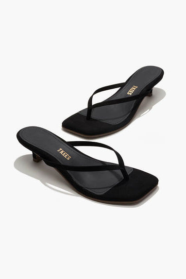 TKEES Square Toe Julia Suede Kitten Heel - Sable