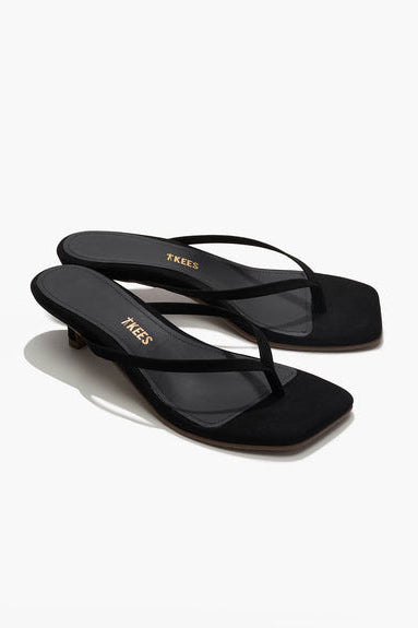 TKEES Square Toe Julia Suede Kitten Heel - Sable