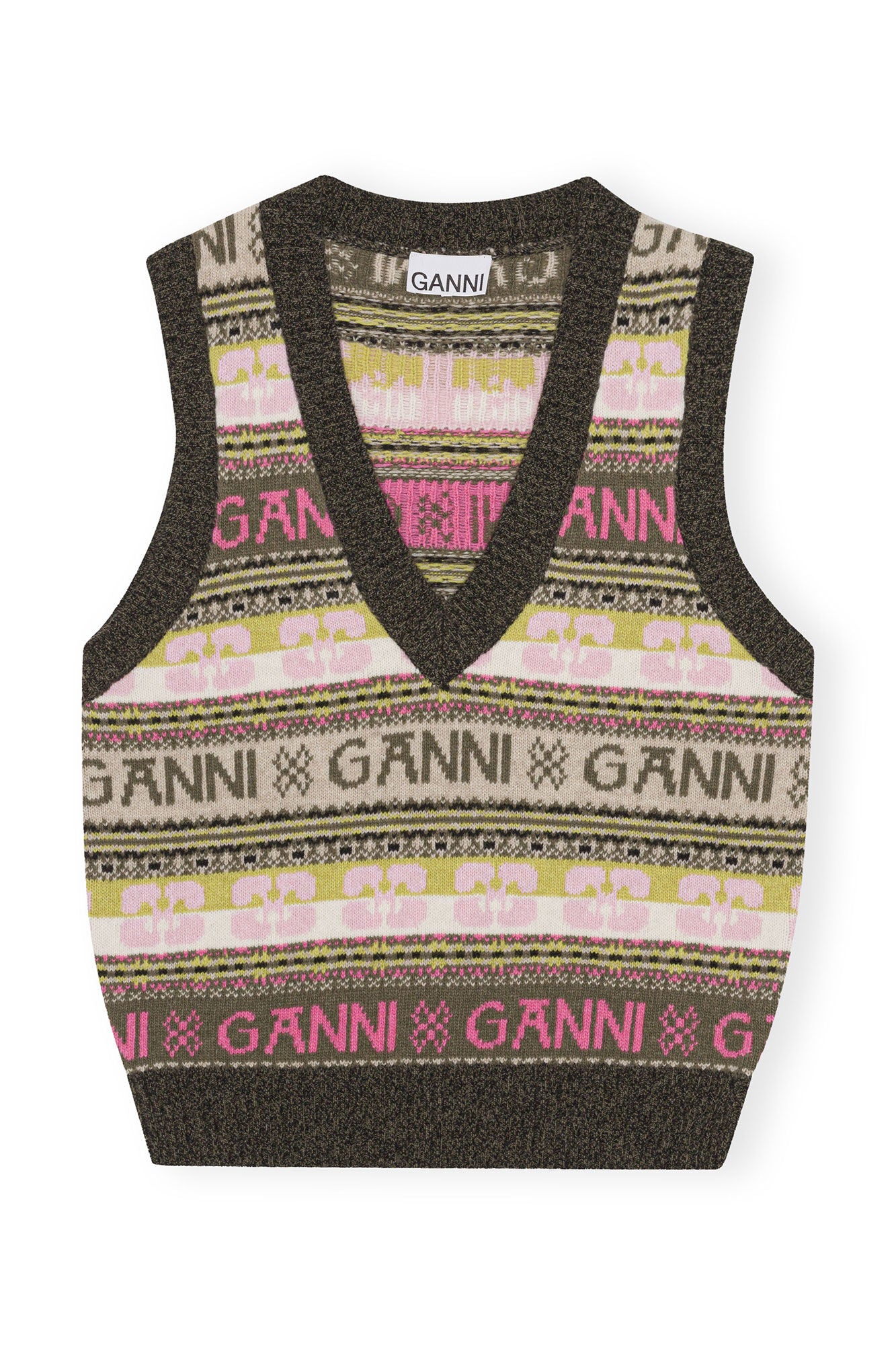 GANNI - Logo Wool Wool Mix Vest Kalamata