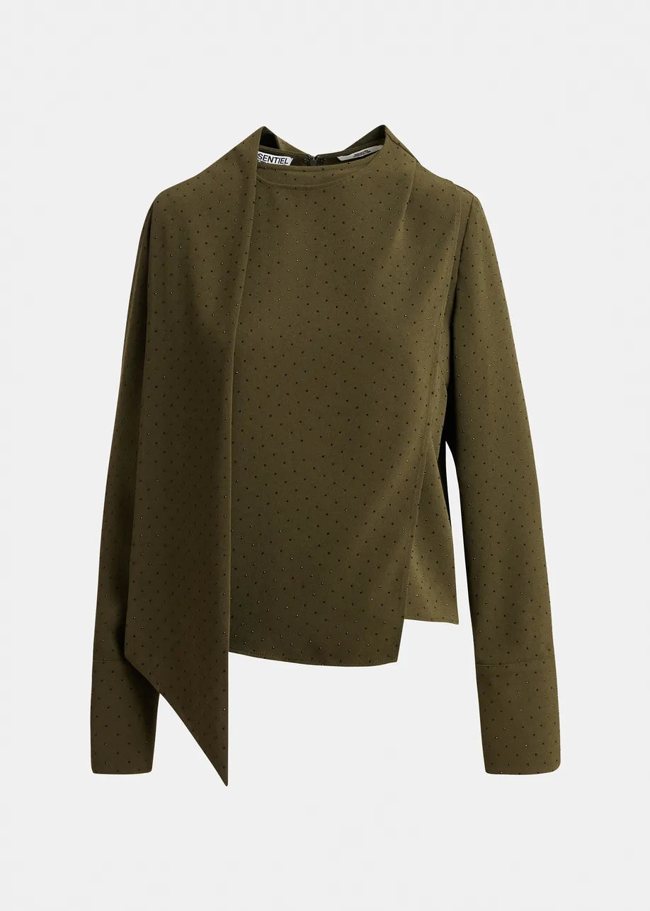 Essentiel Antwerp Kalamchoe Draped Top - Khaki