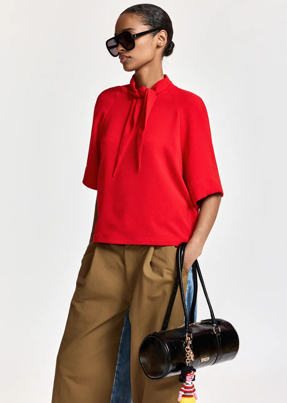 Essentiel Antwerp Kassie Collar Top - Red