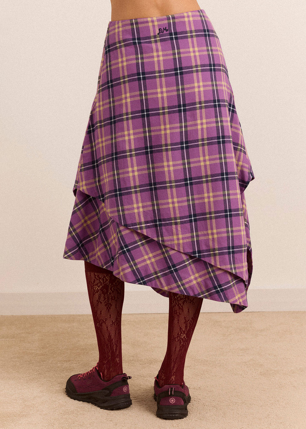 Damson Madder Katana Midi Skirt - Purple Check