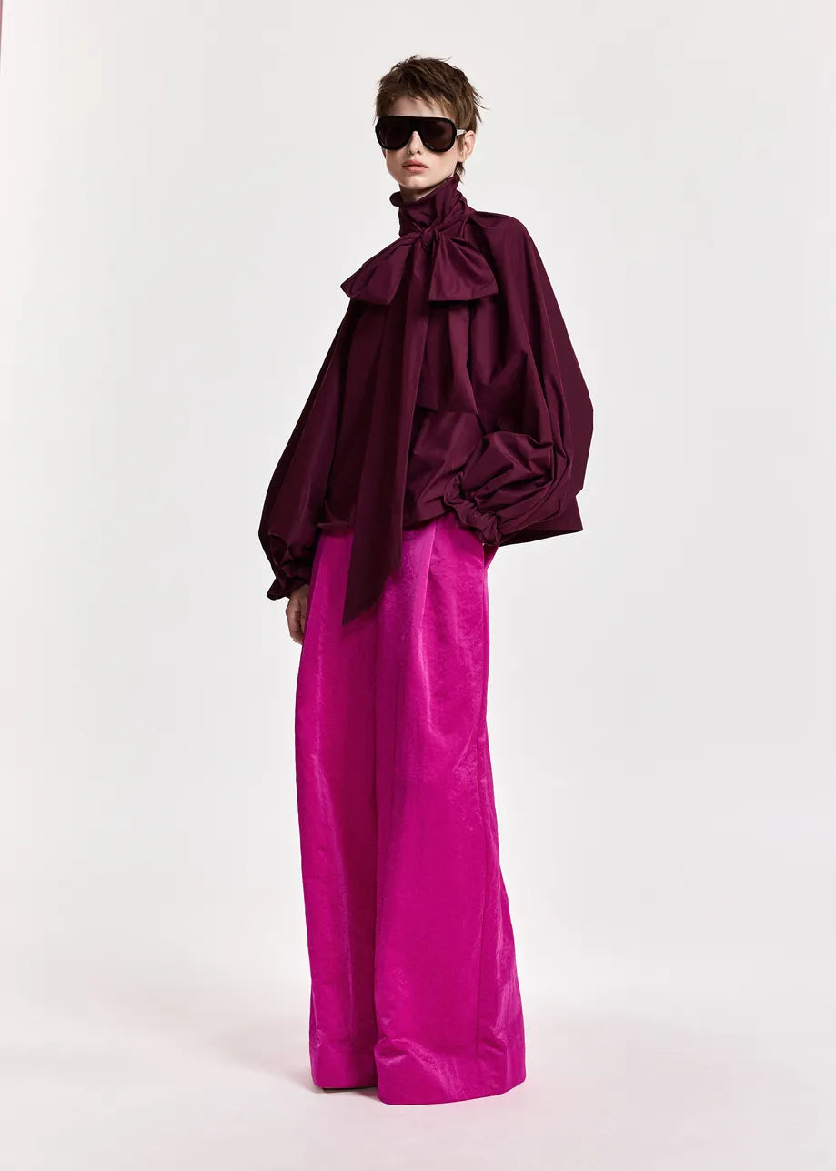 Essentiel Antwerp Keily Pussy-Bow Top - Burgundy