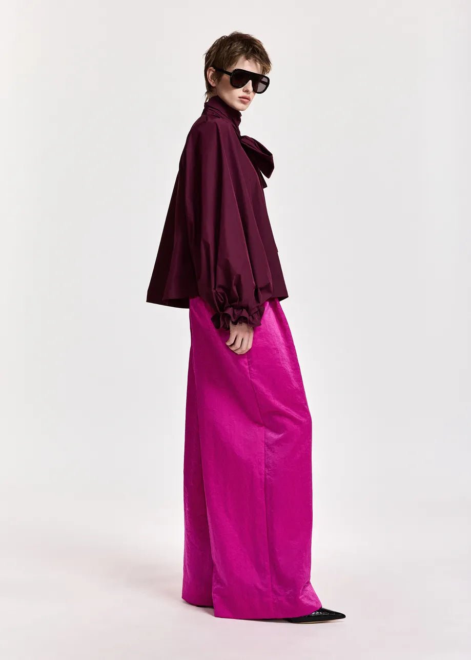 Essentiel Antwerp Keily Pussy-Bow Top - Burgundy