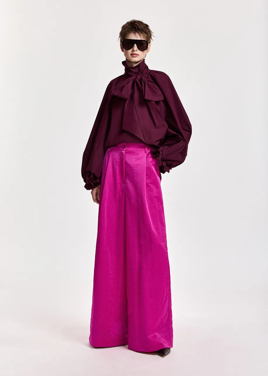 Essentiel Antwerp Keily Pussy-Bow Top - Burgundy