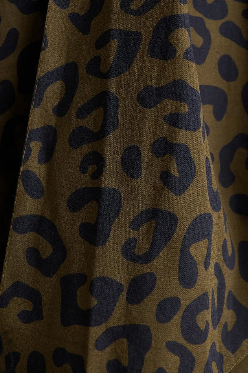 Essentiel Antwerp Khalessi Leopard Pussy-Bow Shirt - Khaki