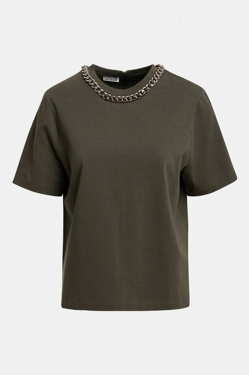 Essentiel Antwerp Klaim Chain T-shirt - Khaki