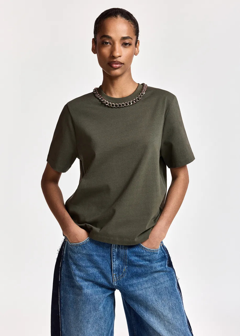 Essentiel Antwerp Klaim Chain T-shirt - Khaki