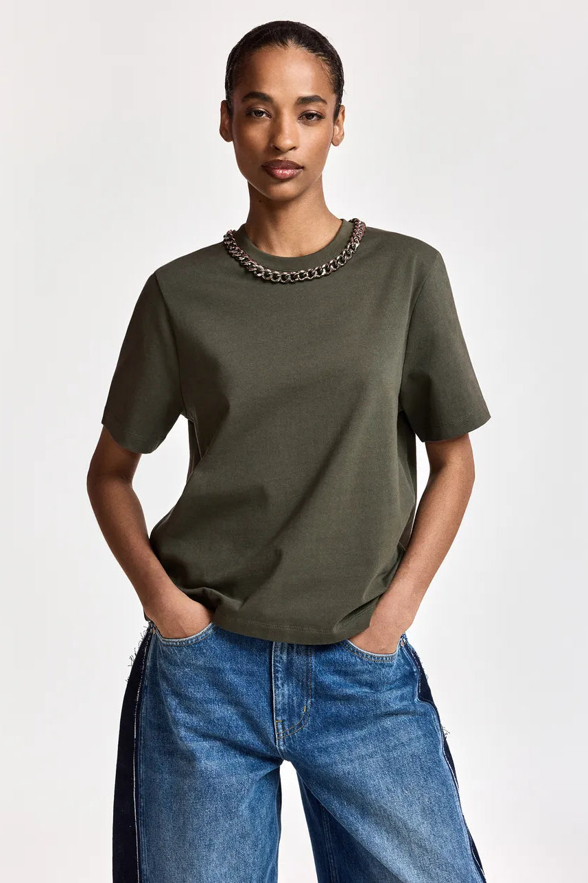 Essentiel Antwerp Klaim Chain T-shirt - Khaki