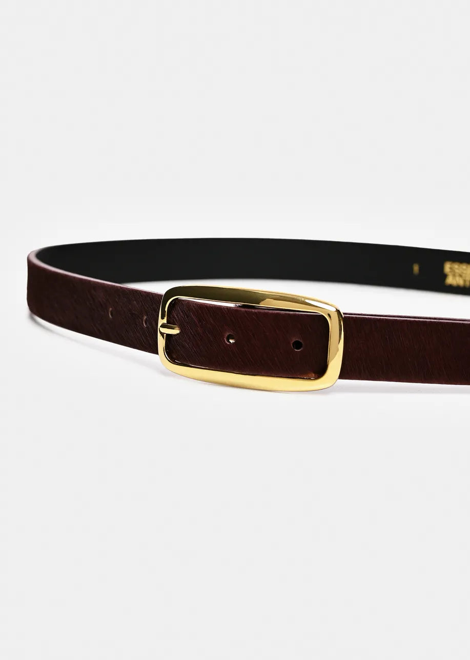 Essentiel Antwerp Klub Textured Leather Belt - Brown