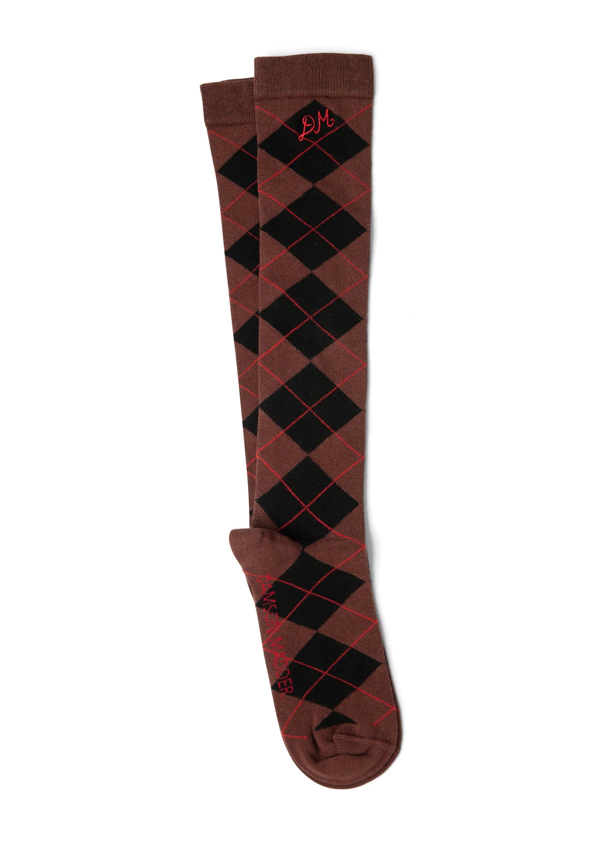 Damson Madder Knee Length Socks - Choc Argyle