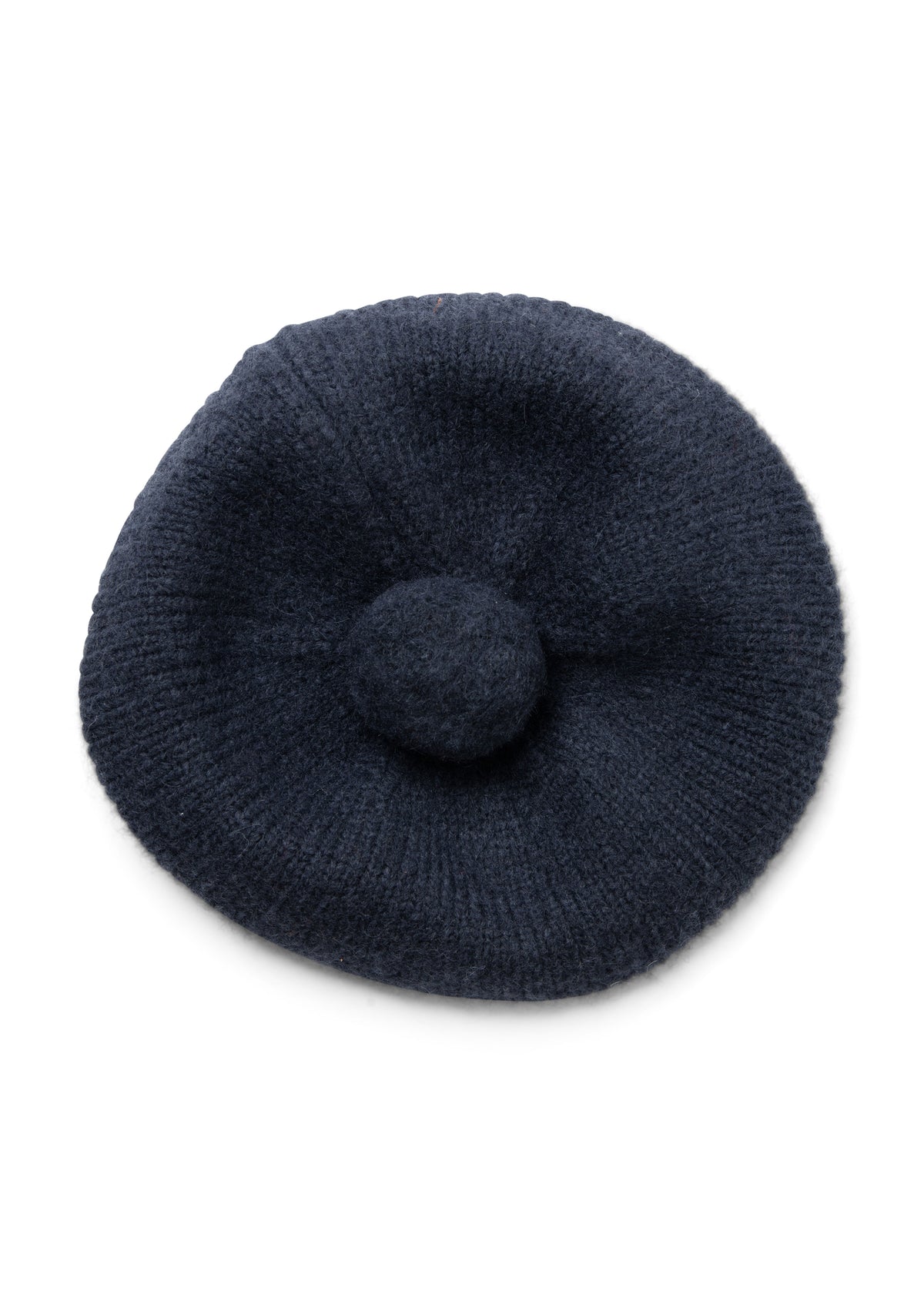 Damson Madder Knitted Pom Pom Beret - Navy