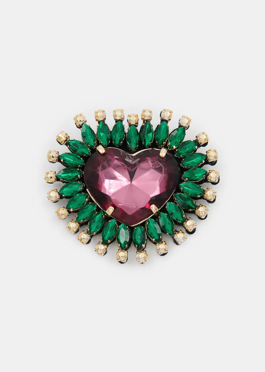 Essentiel Antwerp Koeur Brooch - Green/Pink