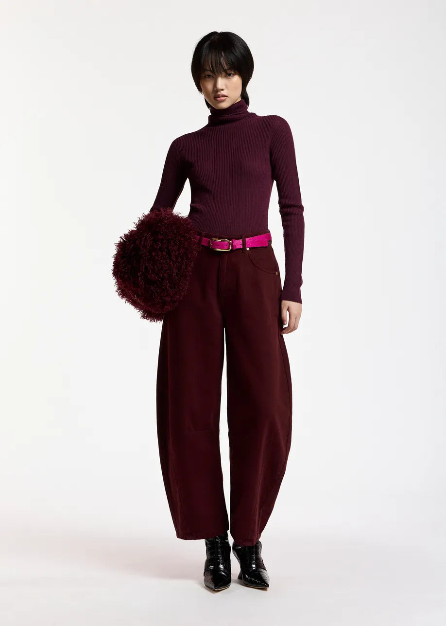 Essentiel Antwerp Kokos Barrel-Leg Jeans - Burgundy