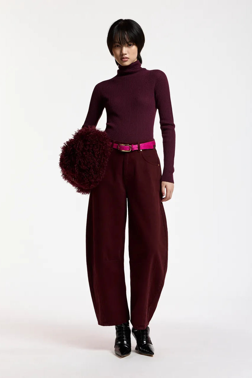 Essentiel Antwerp Kokos Barrel-Leg Jeans - Burgundy
