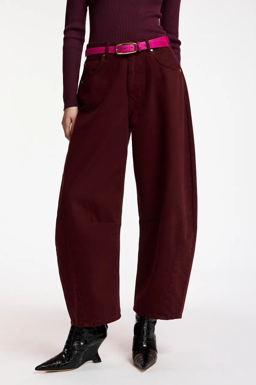 Essentiel Antwerp Kokos Barrel-Leg Jeans - Burgundy
