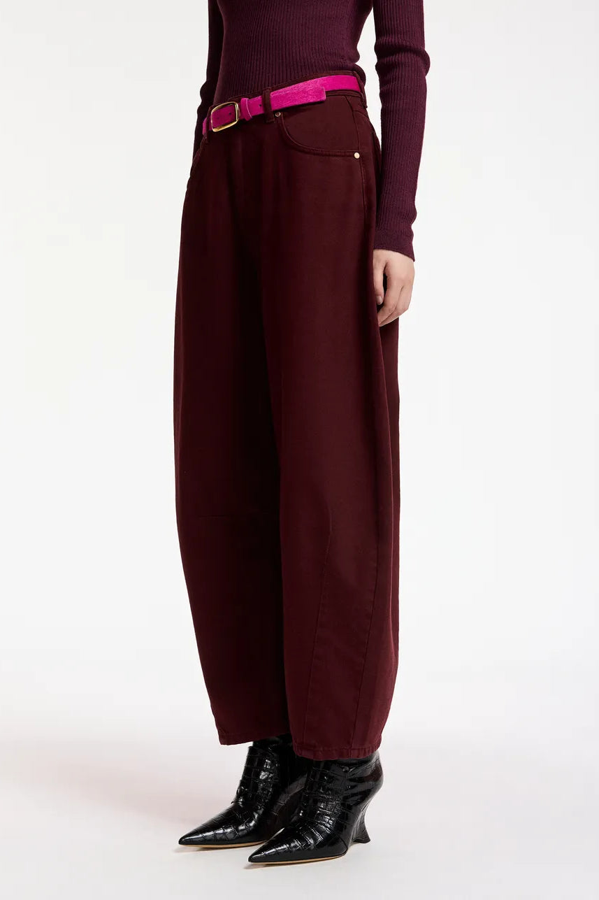 Essentiel Antwerp Kokos Barrel-Leg Jeans - Burgundy