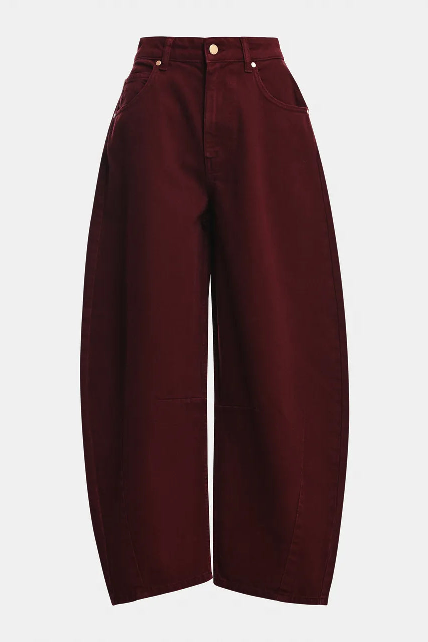 Essentiel Antwerp Kokos Barrel-Leg Jeans - Burgundy