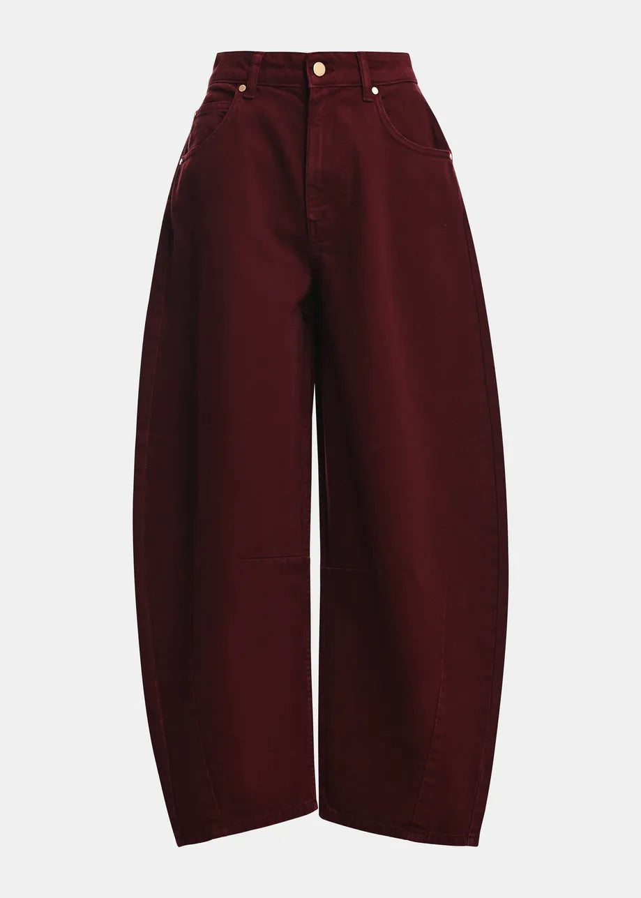 Essentiel Antwerp Kokos Barrel-Leg Jeans - Burgundy