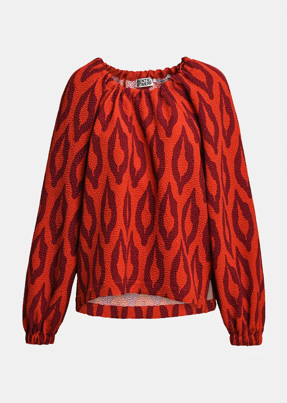 Essentiel Antwerp Kolorful Top - Orange/Burgundy