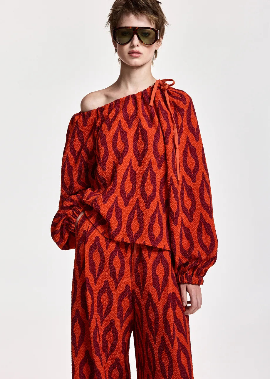 Essentiel Antwerp Kolorful Top - Orange/Burgundy